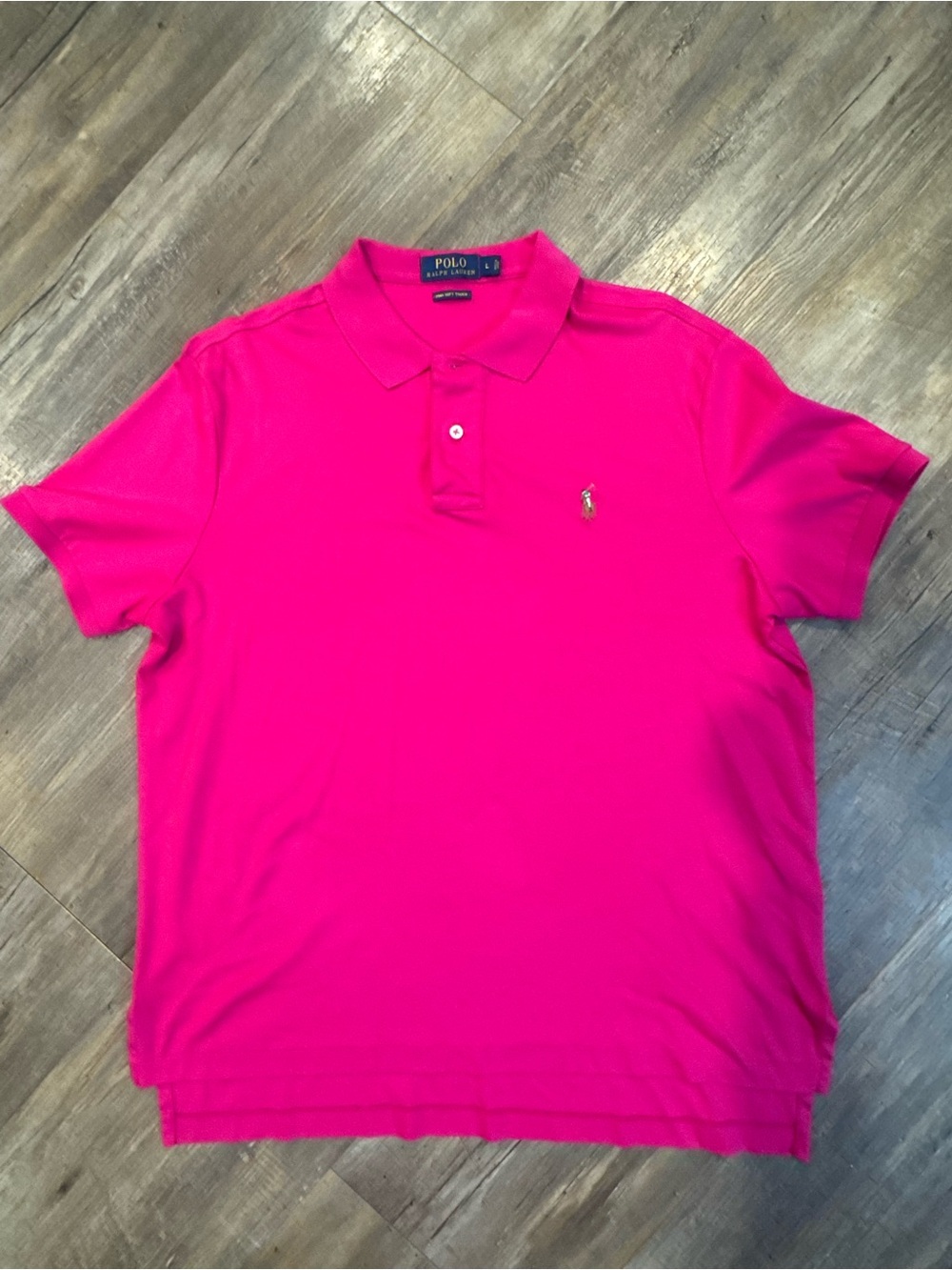 Polo Ralph Lauren Pima Soft Touch Pink Polo Shirt Sz L Multi Pony